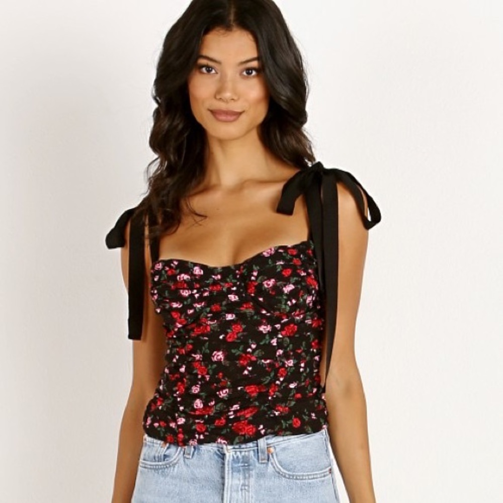 For Love & Lemons Tainted Bustier Top in Rose